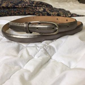 J Crew Silver Leather Skinny Belt